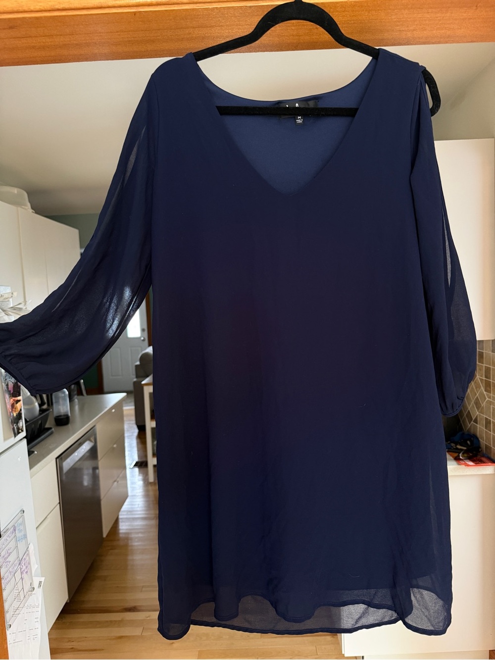 Lulu's Navy Long Slevve V-Neck Dress